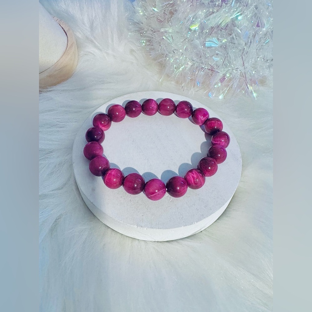 Fusion Magenta Purple Tiger Eye Stone Bracelet